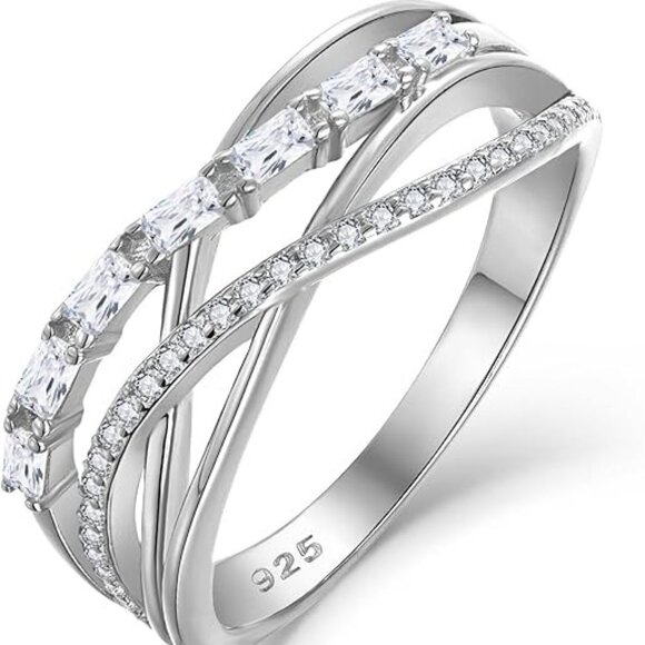 Twisted Knot Ring Infinity Crisscross Statement Rings - Silver - Picture 1 of 5